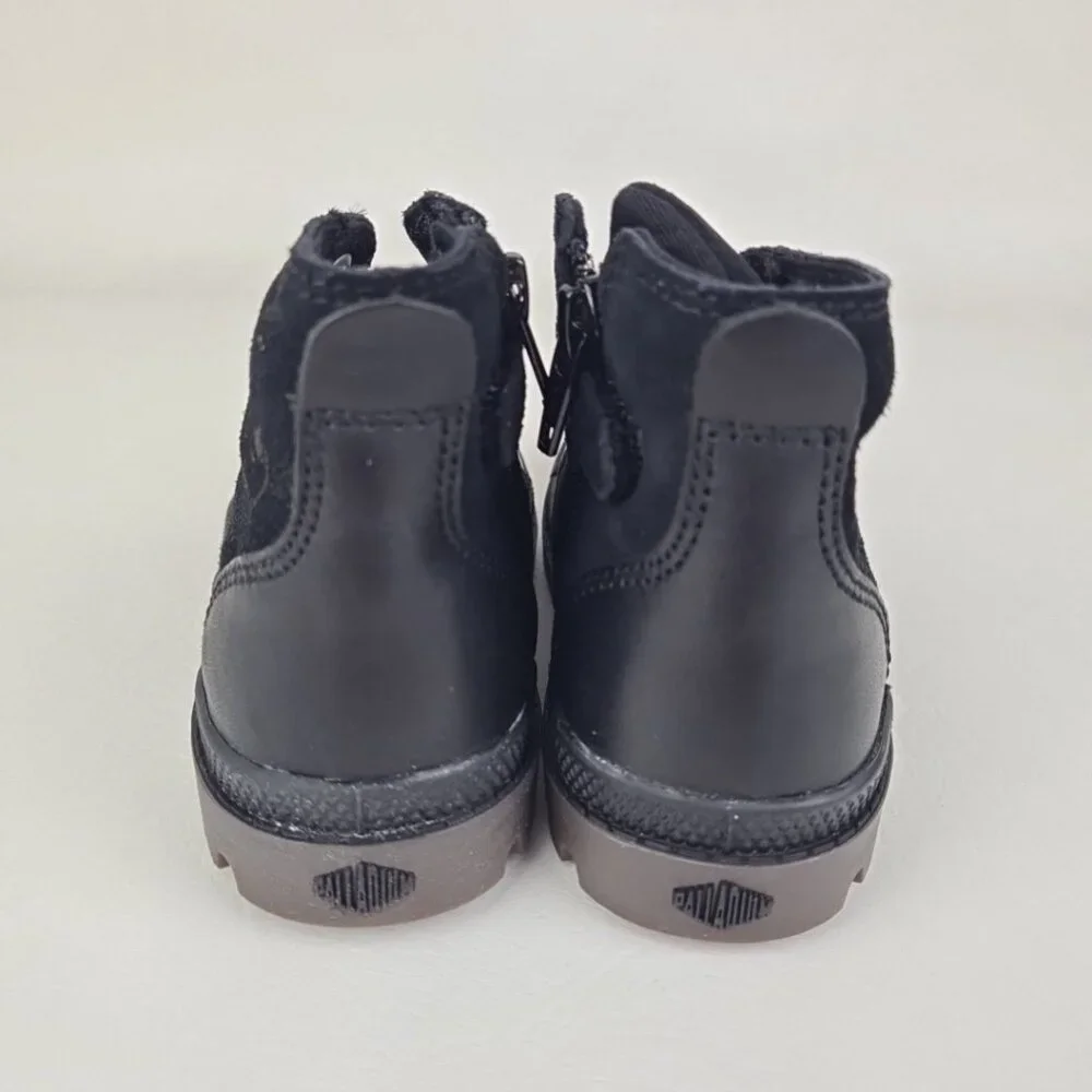 Palladium Pampa Hi Infants Toddler Boots Black Dark Leather